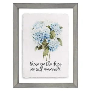 Remember Hydrangea Framed Wall Plaque