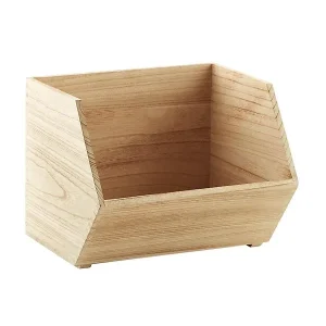 The Container Store Large Stackable Wood Bin